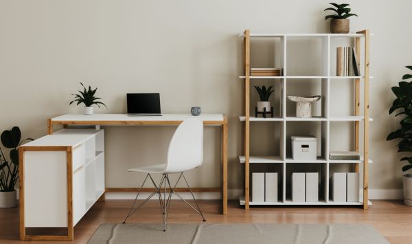 Schreibtisch Malta in wei� und Artisan Eiche 139 x 139 cm