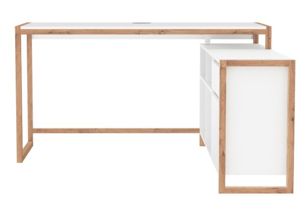 Schreibtisch Malta in wei� und Artisan Eiche 139 x 139 cm