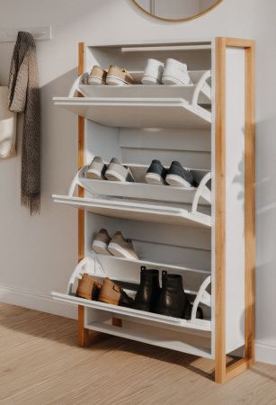 Schuhkipper Malta in wei� und Artisan Eiche 70 x 125 cm