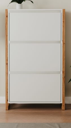Schuhkipper Malta in wei� und Artisan Eiche 70 x 125 cm