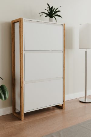 Schuhkipper Malta in wei� und Artisan Eiche 70 x 125 cm