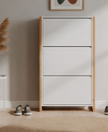 Schuhkipper Malta in wei� und Artisan Eiche 70 x 125 cm