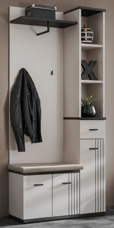 Garderobe Set Vektor in Kaschmir und schwarz Kompaktgarderobe 3-teilig mit Streifenmuster 90 x 203 cm