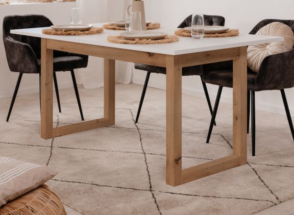 Esstisch Malta in wei� und Artisan Eiche ausziehbar 160 / 200 x 90 cm