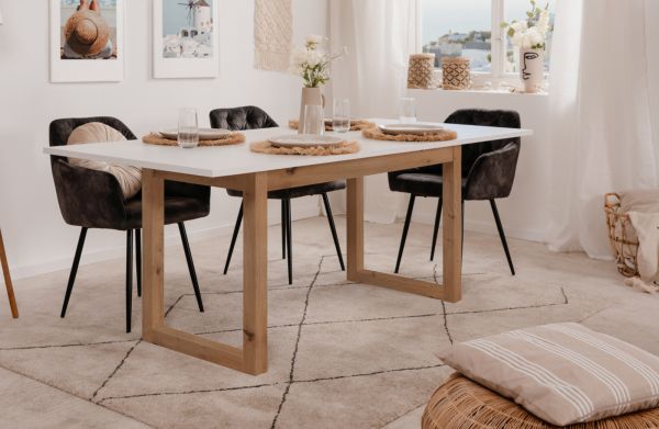 Esstisch Malta in wei� und Artisan Eiche ausziehbar 160 / 200 x 90 cm