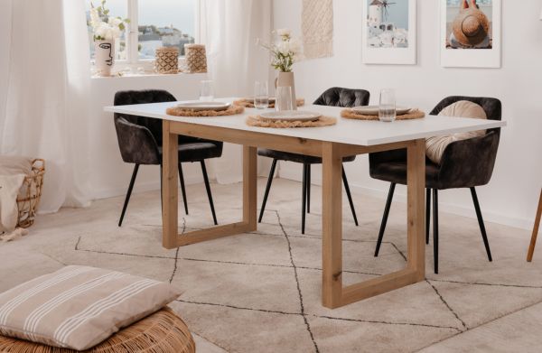 Esstisch Malta in wei� und Artisan Eiche ausziehbar 160 / 200 x 90 cm
