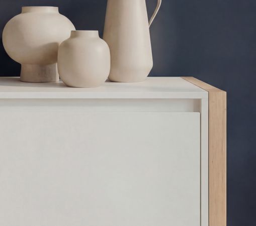 Highboard Malta in wei� und Artisan Eiche 120 x 139 cm