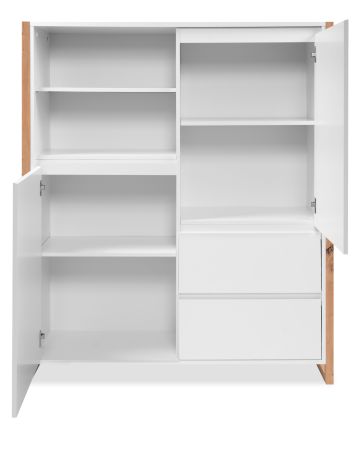 Highboard Malta in wei� und Artisan Eiche 120 x 139 cm