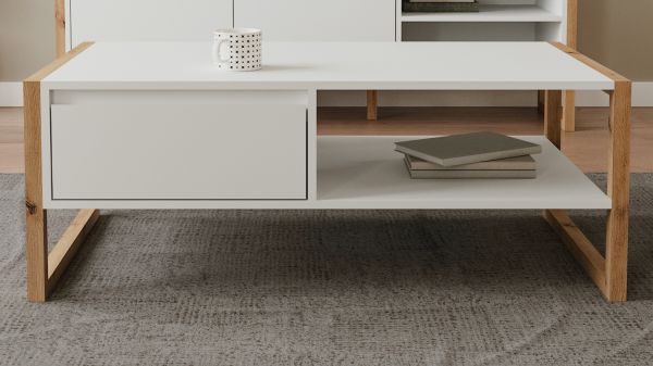 Couchtisch Malta in wei� und Artisan Eiche 100 x 55 cm