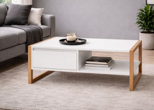 Couchtisch Malta in wei� und Artisan Eiche 100 x 55 cm