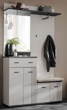 Garderobe Set Vektor in Kaschmir und schwarz Garderobenkombination 4-teilig mit Streifenmuster 120 x 203 cm