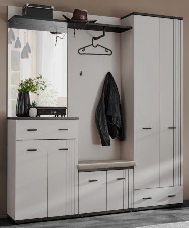 Garderobe Set Vektor in Kaschmir und schwarz Garderobenkombination 5-teilig mit Streifenmuster 180 x 203 cm