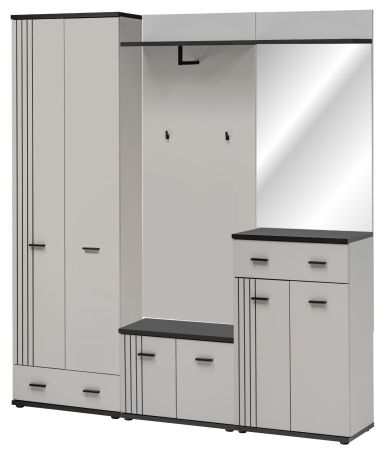 Garderobe Set Vektor in Kaschmir und schwarz Garderobenkombination 5-teilig mit Streifenmuster 180 x 203 cm