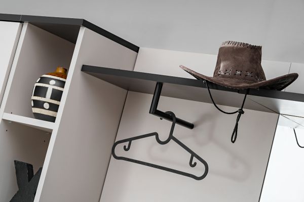 Garderobe Set Vektor in Kaschmir und schwarz Garderobenkombination 6-teilig mit Streifenmuster 210 x 203 cm