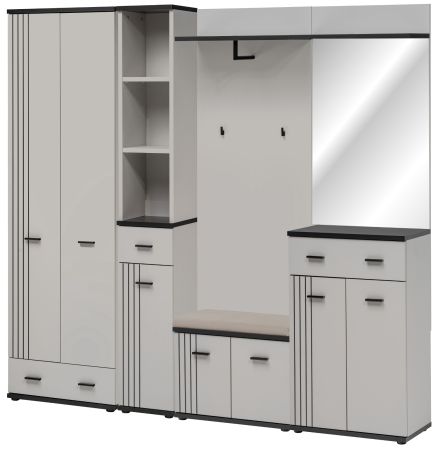 Garderobe Set Vektor in Kaschmir und schwarz Garderobenkombination 6-teilig mit Streifenmuster 210 x 203 cm