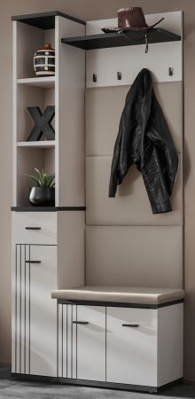 Garderobe Set Vektor in Kaschmir und schwarz Garderobenkombination 3-teilig mit Streifenmuster 90 x 203 cm