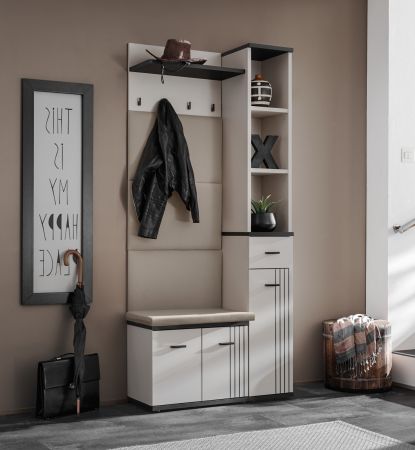 Garderobe Set Vektor in Kaschmir und schwarz Garderobenkombination 3-teilig mit Streifenmuster 90 x 203 cm