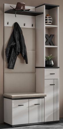 Garderobe Set Vektor in Kaschmir und schwarz Garderobenkombination 3-teilig mit Streifenmuster 90 x 203 cm