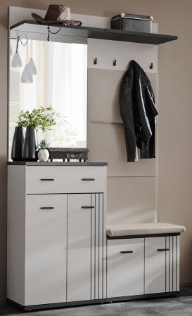 Garderobe Set Vektor in Kaschmir und schwarz Garderobenkombination 4-teilig mit Streifenmuster 120 x 203 cm