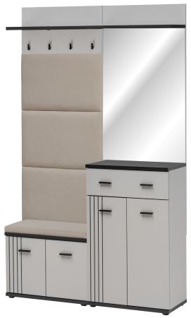 Garderobe Set Vektor in Kaschmir und schwarz Garderobenkombination 4-teilig mit Streifenmuster 120 x 203 cm