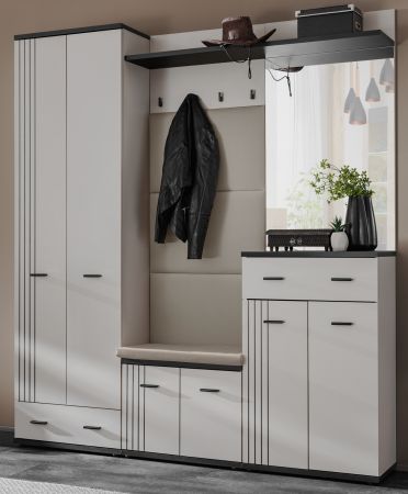 Garderobe Set Vektor in Kaschmir und schwarz Garderobenkombination 5-teilig mit Streifenmuster 180 x 203 cm