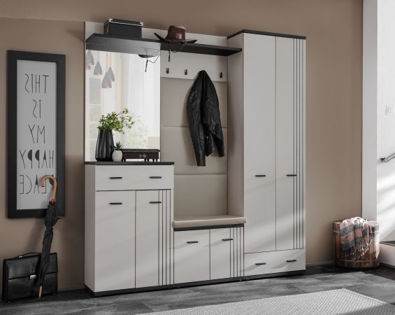 Garderobe Set Vektor in Kaschmir und schwarz Garderobenkombination 5-teilig mit Streifenmuster 180 x 203 cm