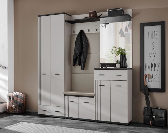 Garderobe Set Vektor in Kaschmir und schwarz Garderobenkombination 5-teilig mit Streifenmuster 180 x 203 cm
