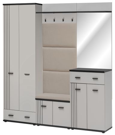 Garderobe Set Vektor in Kaschmir und schwarz Garderobenkombination 5-teilig mit Streifenmuster 180 x 203 cm