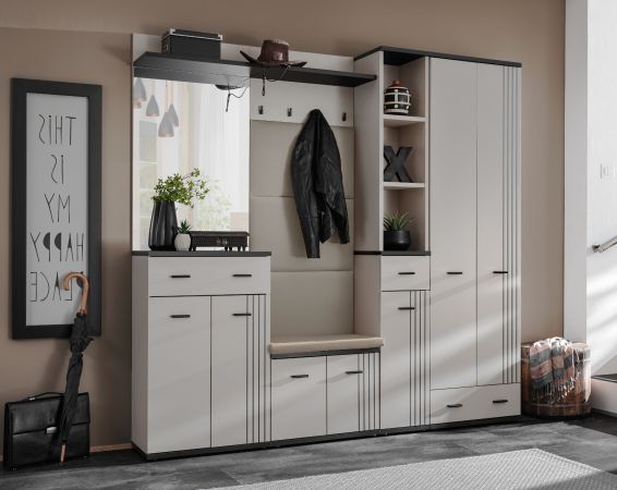 Garderobe Set Vektor in Kaschmir und schwarz Garderobenkombination 6-teilig mit Streifenmuster 210 x 203 cm