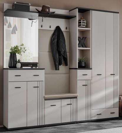 Garderobe Set Vektor in Kaschmir und schwarz Garderobenkombination 6-teilig mit Streifenmuster 210 x 203 cm