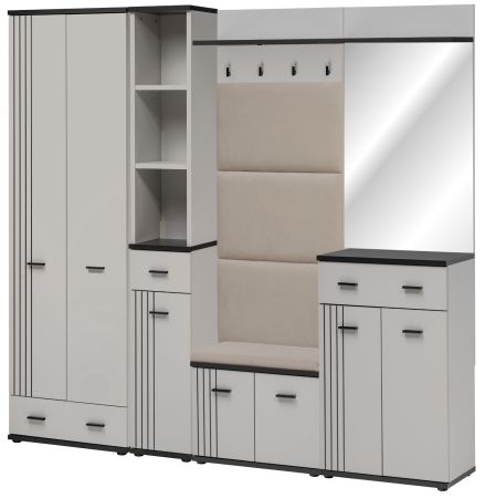 Garderobe Set Vektor in Kaschmir und schwarz Garderobenkombination 6-teilig mit Streifenmuster 210 x 203 cm