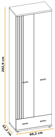 Garderobenschrank Vektor in Kaschmir und schwarz Flurschrank mit Streifenmuster 60 x 203 cm