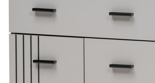 Flurkommode Vektor in Kaschmir und schwarz Flurschrank mit Streifenmuster 60 x 96 cm