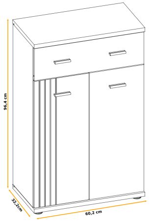 Flurkommode Vektor in Kaschmir und schwarz Flurschrank mit Streifenmuster 60 x 96 cm