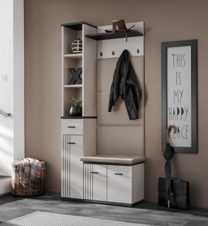 Garderobenpaneel Vektor in Kaschmir und schwarz Wandgarderobe 60 x 157 cm