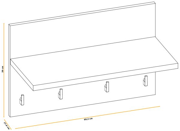 Garderobenpaneel Vektor in Kaschmir und schwarz Wandgarderobe 60 x 157 cm