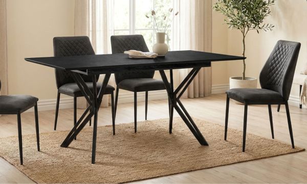 Esstisch Como in Stein grau dunkel Tisch ausziehbar 160 / 200 x 90 cm