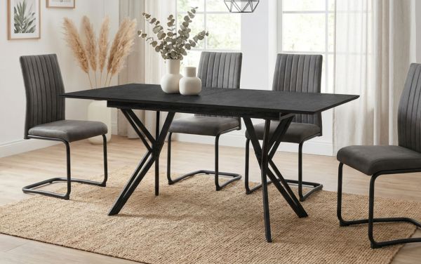 Esstisch Como in Stein grau dunkel Tisch ausziehbar 160 / 200 x 90 cm