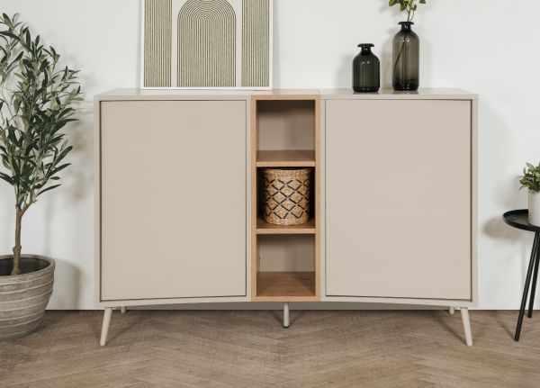 Sideboard Sena in Kaschmir und Artisan Eiche 135 cm, mit Push-to-Open