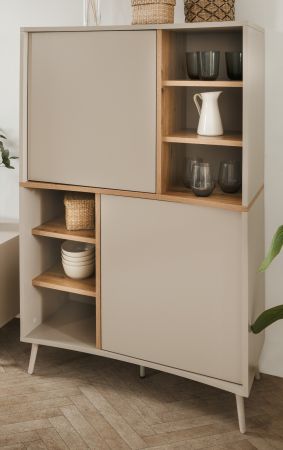 Highboard Sena in Kaschmir und Artisan Eiche 90 x 140 cm, mit Push-to-Open