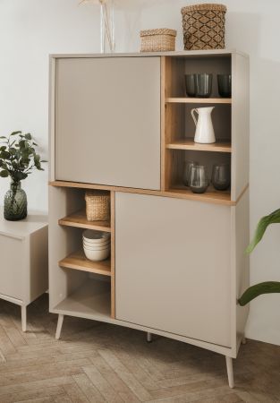 Highboard Sena in Kaschmir und Artisan Eiche 90 x 140 cm, mit Push-to-Open