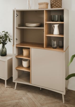 Highboard Sena in Kaschmir und Artisan Eiche 90 x 140 cm, mit Push-to-Open