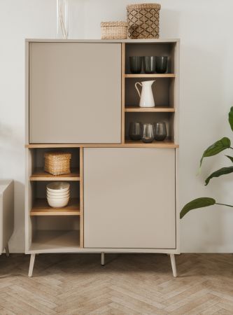 Highboard Sena in Kaschmir und Artisan Eiche 90 x 140 cm, mit Push-to-Open