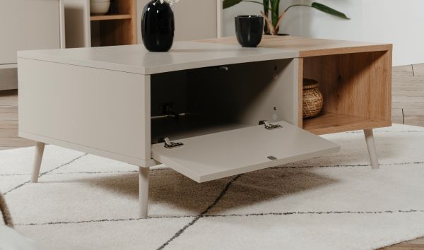 Couchtisch Sena in Kaschmir und Artisan Eiche 94 x 60 cm, mit Push-to-Open