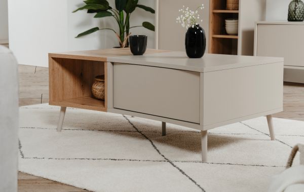 Couchtisch Sena in Kaschmir und Artisan Eiche 94 x 60 cm, mit Push-to-Open