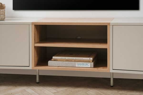 TV-Lowboard Sena in Kaschmir und Artisan Eiche 175 cm, mit Push-to-Open