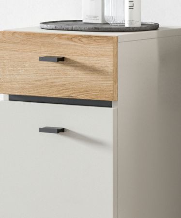 Badezimmer Kommode Matteo in Kaschmir und Evoke Eiche 32 x 91 cm