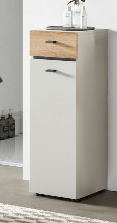 Badezimmer Kommode Matteo in Kaschmir und Evoke Eiche 32 x 91 cm