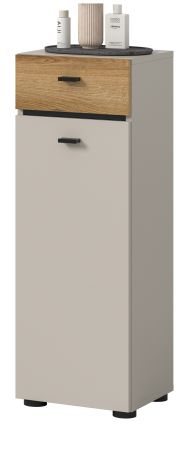 Badezimmer Kommode Matteo in Kaschmir und Evoke Eiche 32 x 91 cm