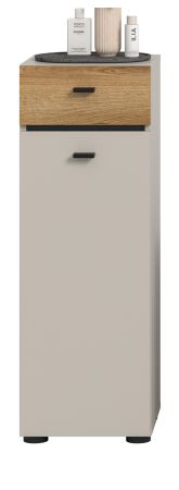 Badezimmer Kommode Matteo in Kaschmir und Evoke Eiche 32 x 91 cm